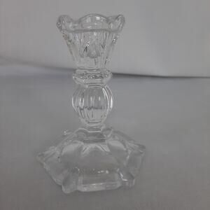 Vintage Fifth Avenue Tapered Crystal Candle Stick Holder, Scalloped Top, Wedding